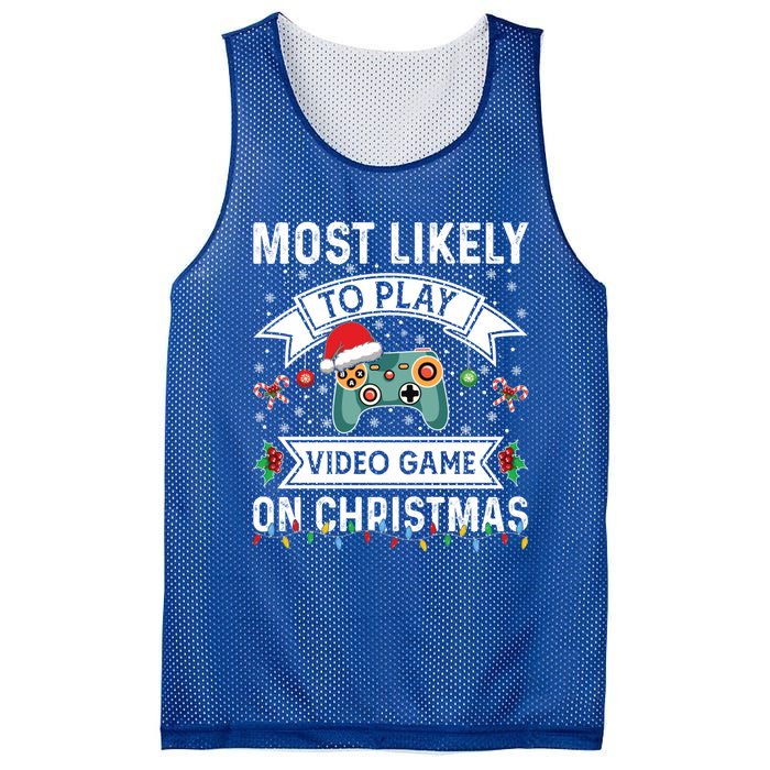 Most Likely To Play Video Gameon Christmas Video Game Lover Gift Mesh Reversible Basketball Jersey Tank