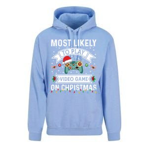 Most Likely To Play Video Gameon Christmas Video Game Lover Gift Unisex Surf Hoodie