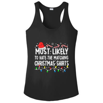 Most Likely To Hate Matching Christmas Family Pajamas Ladies PosiCharge Competitor Racerback Tank