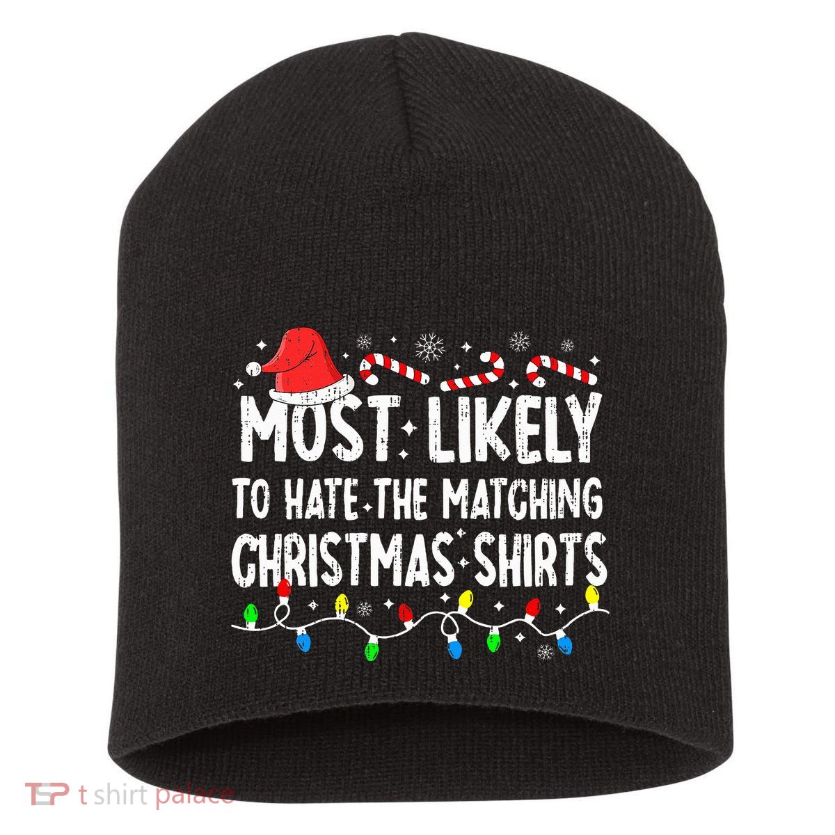 Most Likely To Hate Matching Christmas Family Pajamas Short Acrylic Beanie