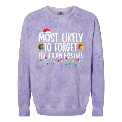 Most Likely To Forget The Hidden Presents Family xmas Colorblast Crewneck Sweatshirt