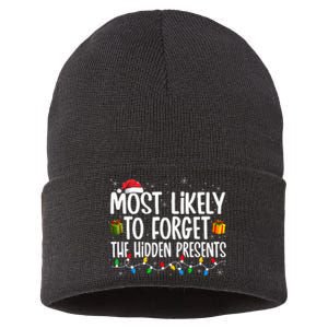 Most Likely To Forget The Hidden Presents Family xmas Sustainable Knit Beanie