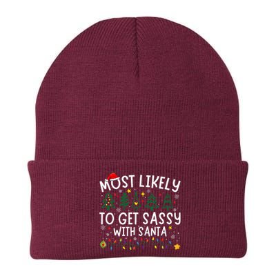 Most Likely To Get Sassy With Santa Matching Christmas Knit Cap Winter Beanie