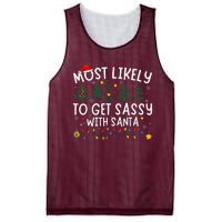 Most Likely To Get Sassy With Santa Matching Christmas Mesh Reversible Basketball Jersey Tank