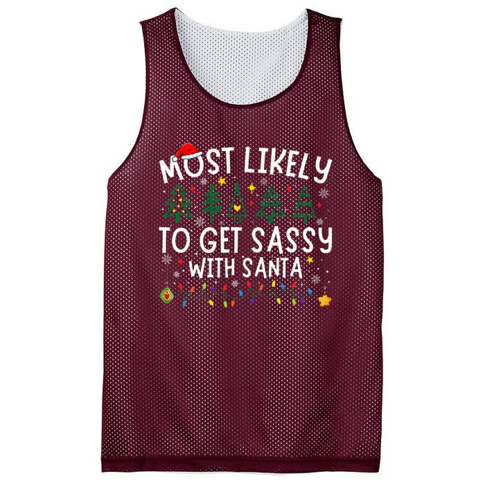 Most Likely To Get Sassy With Santa Matching Christmas Mesh Reversible Basketball Jersey Tank