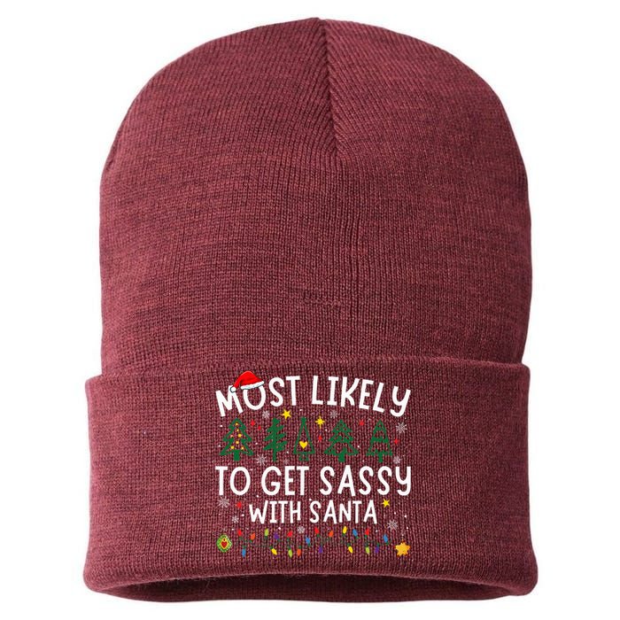 Most Likely To Get Sassy With Santa Matching Christmas Sustainable Knit Beanie