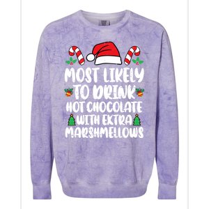 Most Likely To Drink Hot Chocolate Christmas Family Matching Colorblast Crewneck Sweatshirt