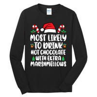 Most Likely To Drink Hot Chocolate Christmas Family Matching Tall Long Sleeve T-Shirt