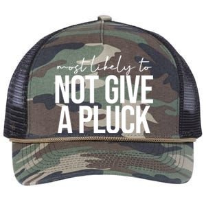 Most Likely To Not Give A Pluck Retro Rope Trucker Hat Cap