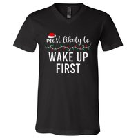 Most Likely To Christmas  Matching Family Pajamas Funny V-Neck T-Shirt