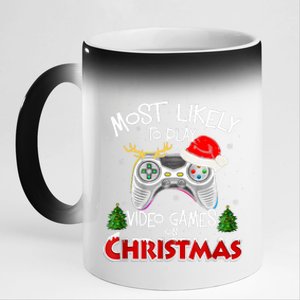 Most Likely To Video Games Christmas Family Gamer 11oz Black Color Changing Mug