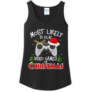 Most Likely To Video Games Christmas Family Gamer Ladies Essential Tank