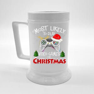 Most Likely To Video Games Christmas Family Gamer Beer Stein