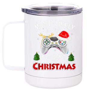 Most Likely To Video Games Christmas Family Gamer 12 oz Stainless Steel Tumbler Cup