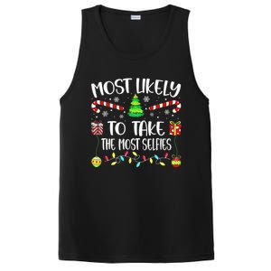 Most Likely To Take The Most Selfies Christmas Tree Xmas PosiCharge Competitor Tank