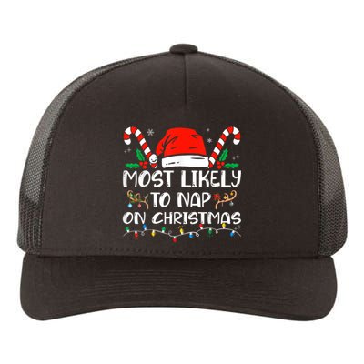 Most Likely To Nap On Christmas Funny Family Christmas Yupoong Adult 5-Panel Trucker Hat