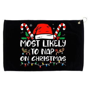 Most Likely To Nap On Christmas Funny Family Christmas Grommeted Golf Towel