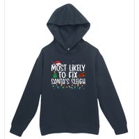 Most Likely To Fix Santa's Sleigh Family xmas Pajama Urban Pullover Hoodie