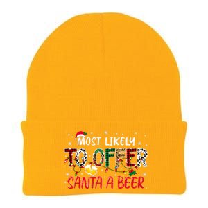 Most Likely To Offer Santa A Beer Christmas Knit Cap Winter Beanie