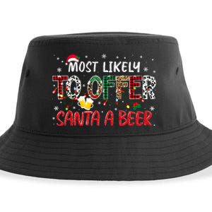 Most Likely To Offer Santa A Beer Christmas Sustainable Bucket Hat