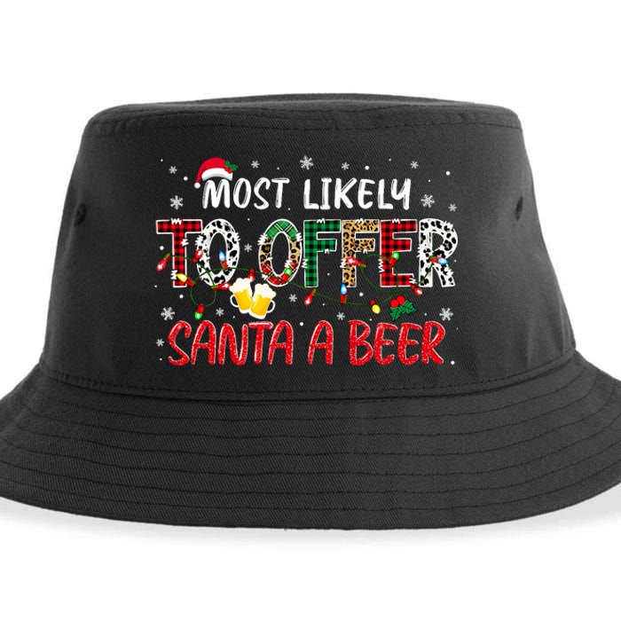 Most Likely To Offer Santa A Beer Christmas Sustainable Bucket Hat