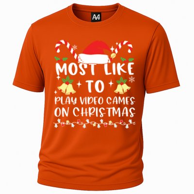 Most Likely To Play Video Games On Christmas Family Crew Gift Cooling Performance Crew T-Shirt