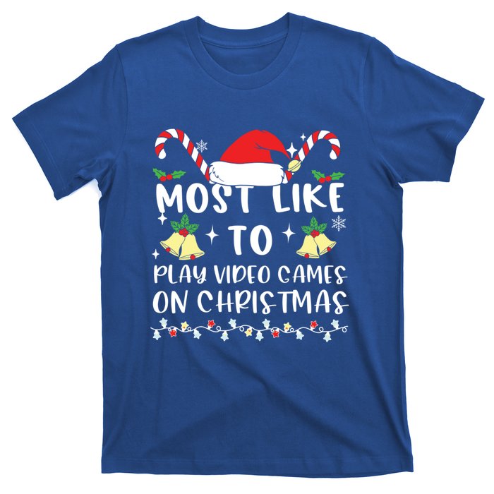 Most Likely To Play Video Games On Christmas Family Crew Gift T-Shirt