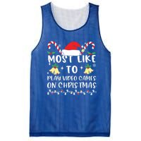 Most Likely To Play Video Games On Christmas Family Crew Gift Mesh Reversible Basketball Jersey Tank