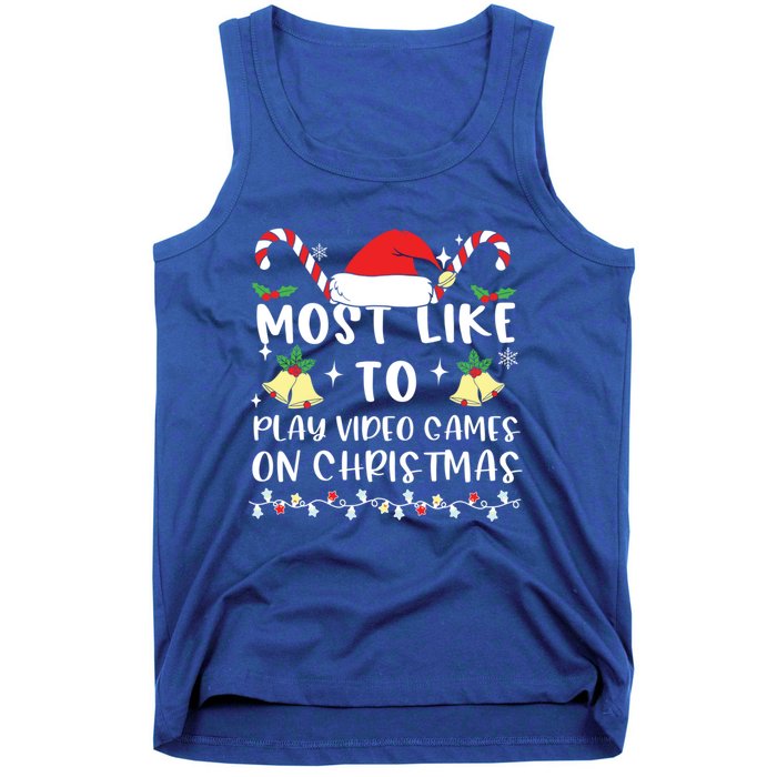 Most Likely To Play Video Games On Christmas Family Crew Gift Tank Top