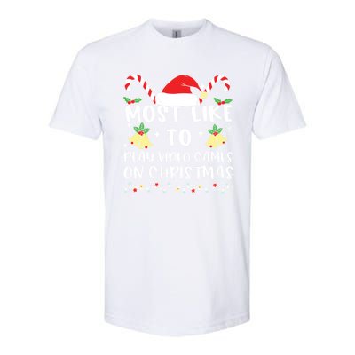 Most Likely To Play Video Games On Christmas Family Crew Gift Softstyle CVC T-Shirt