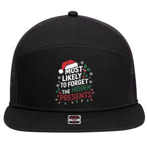 Most Likely To Forget The Hidden Presents Matching Christmas 7 Panel Mesh Trucker Snapback Hat