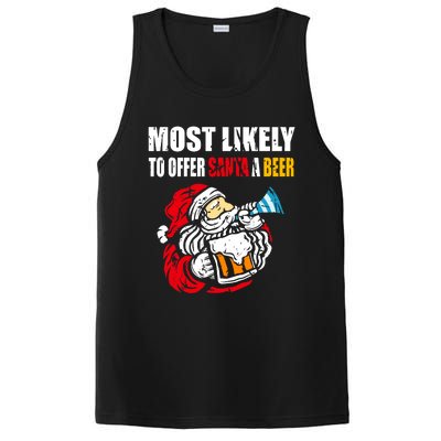 Most Likely To Offer Santa A Beer Funny Christmas PosiCharge Competitor Tank