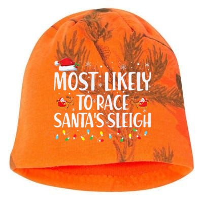 Most Likely To Race Santa's Sleigh Xmas Family Christmas Kati - Camo Knit Beanie