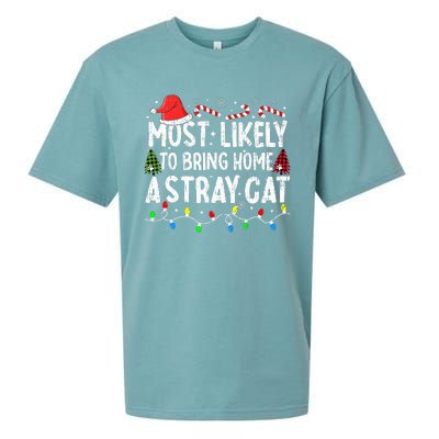 Most Likely To Bring Home A Stray Cat Matching Christmas Cat Sueded Cloud Jersey T-Shirt