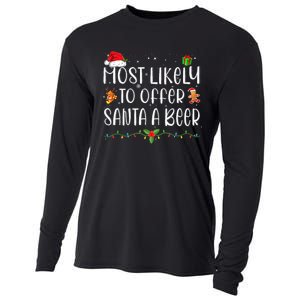 Most Likely To Offer Santa A Beer Funny Drinking Christmas Cooling Performance Long Sleeve Crew