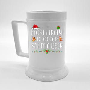 Most Likely To Offer Santa A Beer Funny Drinking Christmas Beer Stein