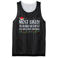 Most Likely To Wake Up First On Christmas Morning Xmas Light Mesh Reversible Basketball Jersey Tank