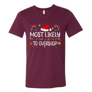 Most Likely To Overshop Shopping Squad Family Christmas V-Neck T-Shirt