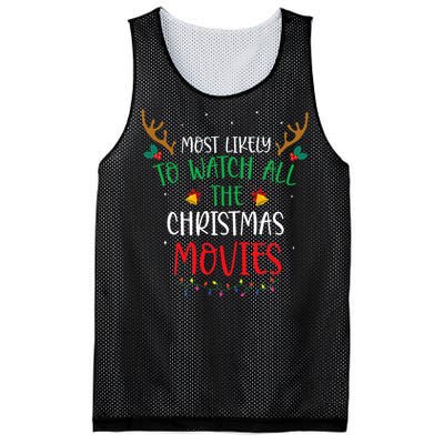 Most Likely To Watch All The Christmas Movies Xmas Matching Mesh Reversible Basketball Jersey Tank