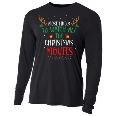 Most Likely To Watch All The Christmas Movies Xmas Matching Cooling Performance Long Sleeve Crew