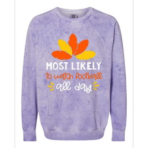 Most Likely to Matching Family Thanksgiving Pajamas Colorblast Crewneck Sweatshirt