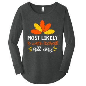 Most Likely to Matching Family Thanksgiving Pajamas Women's Perfect Tri Tunic Long Sleeve Shirt