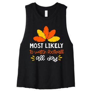 Most Likely to Matching Family Thanksgiving Pajamas Women's Racerback Cropped Tank