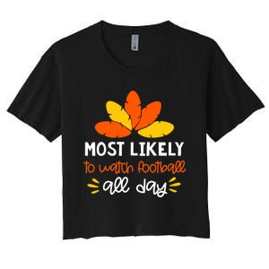 Most Likely to Matching Family Thanksgiving Pajamas Women's Crop Top Tee