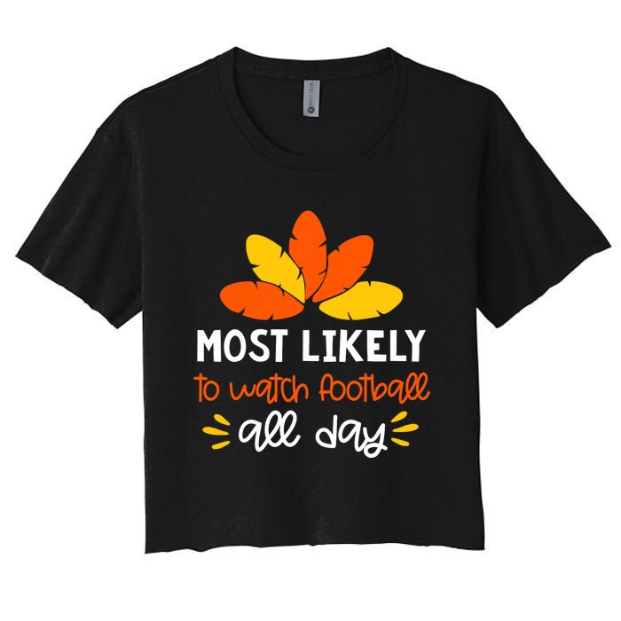 Most Likely to Matching Family Thanksgiving Pajamas Women's Crop Top Tee