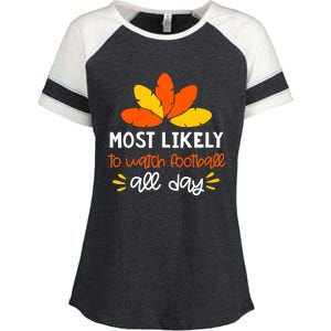 Most Likely to Matching Family Thanksgiving Pajamas Enza Ladies Jersey Colorblock Tee