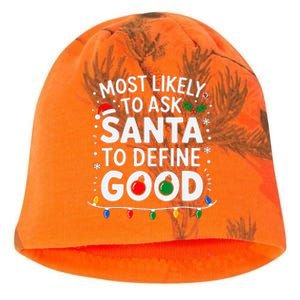 Most Likely To Ask Santa To Define Good Family Christmas Kati - Camo Knit Beanie