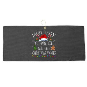 Most Likely To Watch All The Christmas Movies Christmas Large Microfiber Waffle Golf Towel