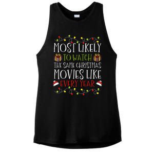 Most Likely to Watch The Same Christmas Movies Binge Ladies PosiCharge Tri-Blend Wicking Tank