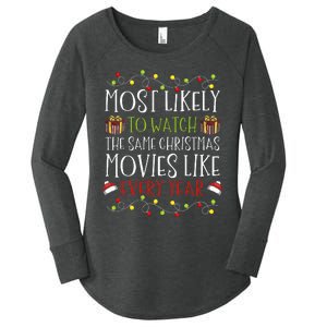 Most Likely to Watch The Same Christmas Movies Binge Women's Perfect Tri Tunic Long Sleeve Shirt